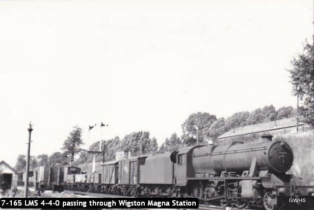 7-165 LMS 4-4-0 passing through Wigston Magna Station